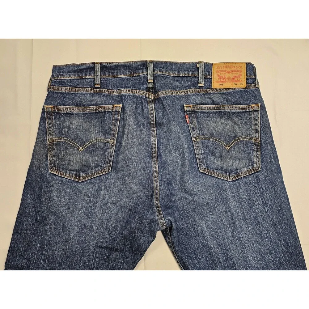 Levi's 505 Regular‎ Fit Men Mid Rise Straight Blue Jeans Size 38x30 Denim